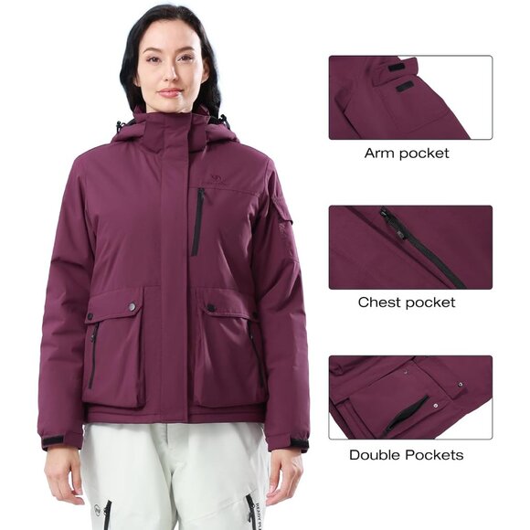 Stylish Women's Purple Ski Jacket - Warm, Waterproof, and Windproof for Winter - Picture 5 of 7